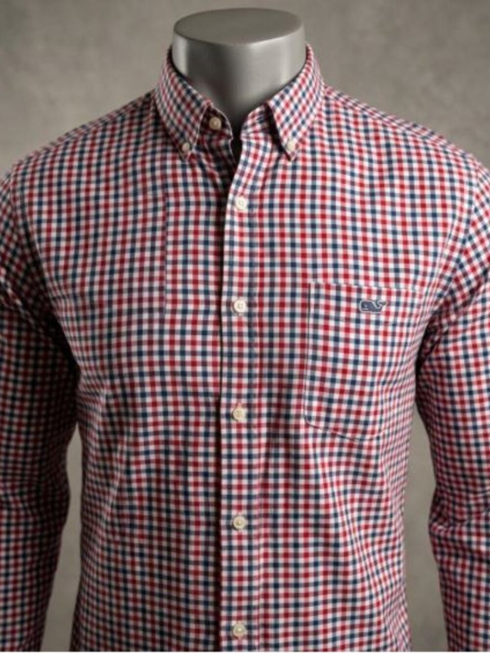 Vineyard Vines Men's XL Classic Fit Red & Blue Gingham Button-Front Shirt